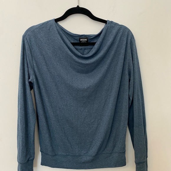 Prana Tops - Prana Cowl Neck Heather Blue Long Sleeve Sweatshirt Women Size S